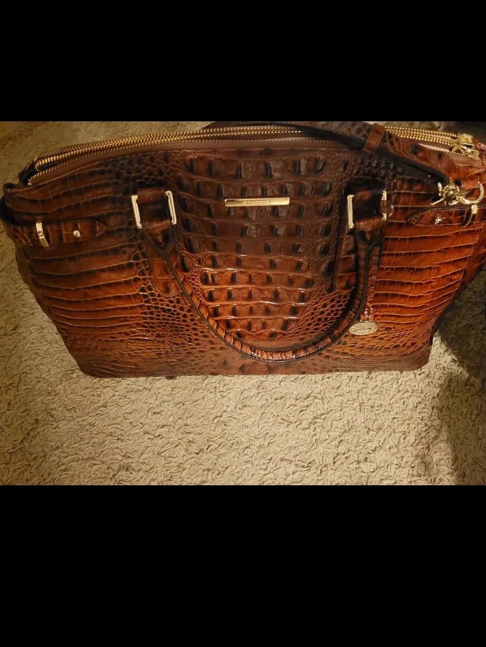 Brahmin Maroon Leather Satchel with Tassel
